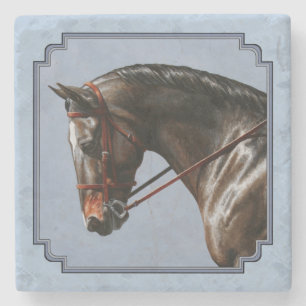 Brown Bay Oldenburg Horse Portrait Steinuntersetzer