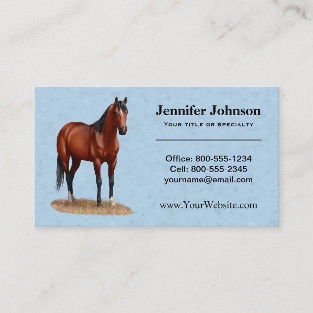 Brown Bay Quarter Horse Stallion Visitenkarte (Vorderseite)