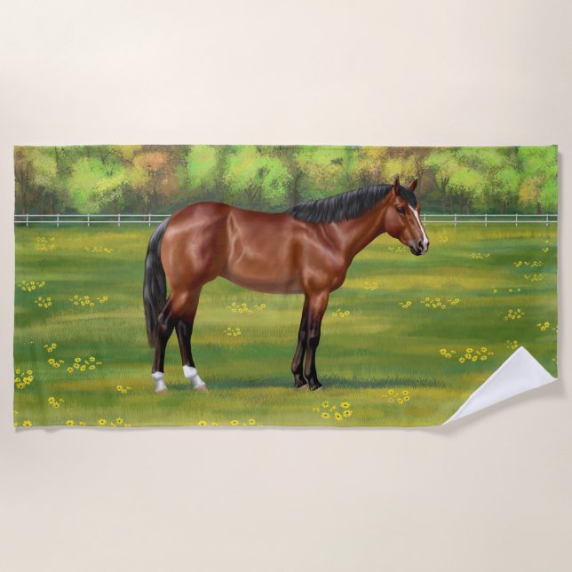 Brown Bay Quarter Horse Strandtuch (Vorderseite)