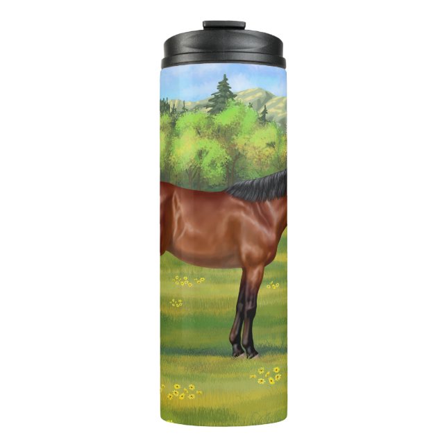 Brown Bay Quarter Horse Thermosbecher (Vorderseite)