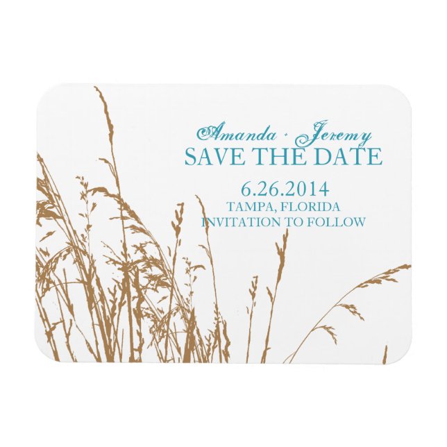 Brown Beach Sea Gras Save the Date Magnet (Horizontal)