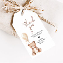 Brown Bear Balloon Baby Shower Fevor Tags