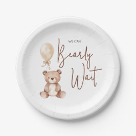 Brown Bear Balloon Baby Shower Pappteller