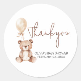 Brown Bear Balloon Baby Shower Runder Aufkleber