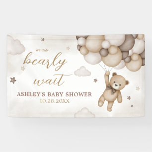 Brown Bear Balloon Babydusche Banner