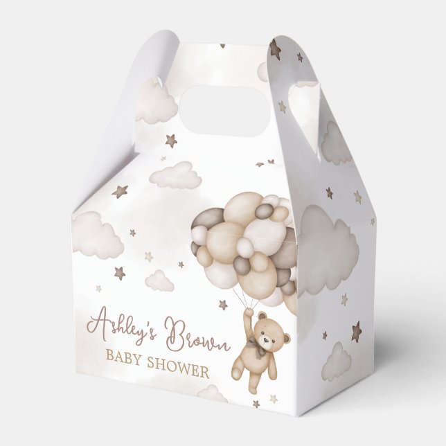Brown Bear Balloon Babydusche Geschenkschachtel (Vorderseite)