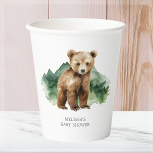Brown Bear Cub Babydusche Pappbecher