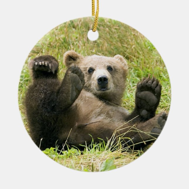 Brown Bear Cub Weihnachtsdekoration Keramik Ornament (Vorne)
