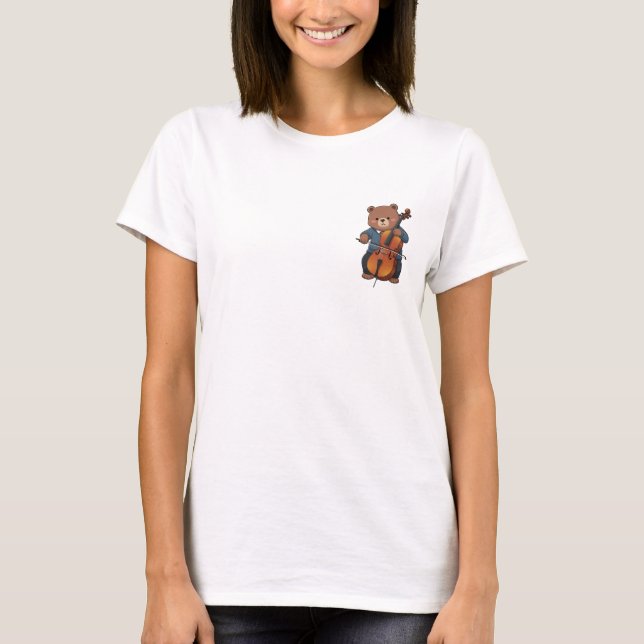 Brown Bear Musician Playing Cello T-Shirt (Vorderseite)