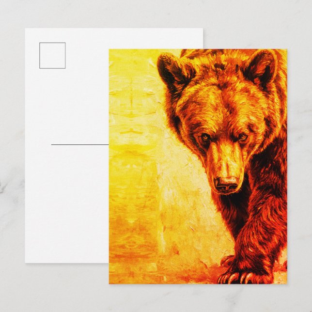 Brown Bear Oil Painting Wildlife Art Postkarte (Vorne/Hinten)