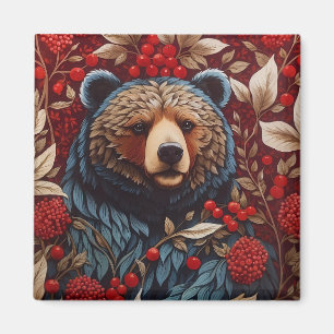 Brown Bear Red Berries William Morris Inspiriert Magnet