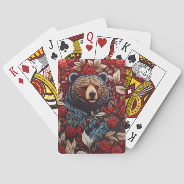 Brown Bear Red Berries William Morris Inspiriert Spielkarten (Rückseite)