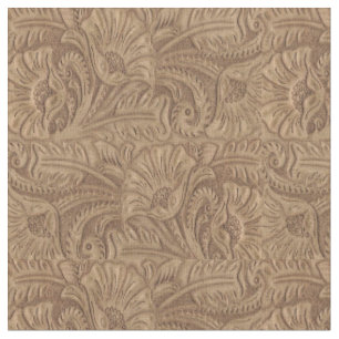 Brown bearbeitete ledernes Druck-Western-Gewebe Stoff