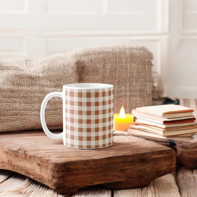 Brown Beige Buffalo Kariert Holiday Kaffeetasse (Von Creator hochgeladen)