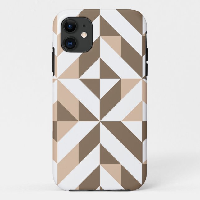 Brown Beige Geometric Cube Pattern Case-Mate iPhone Hülle (Rückseite)
