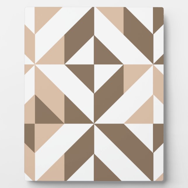 Brown Beige Geometric Cube Pattern Fotoplatte (Vorderseite)