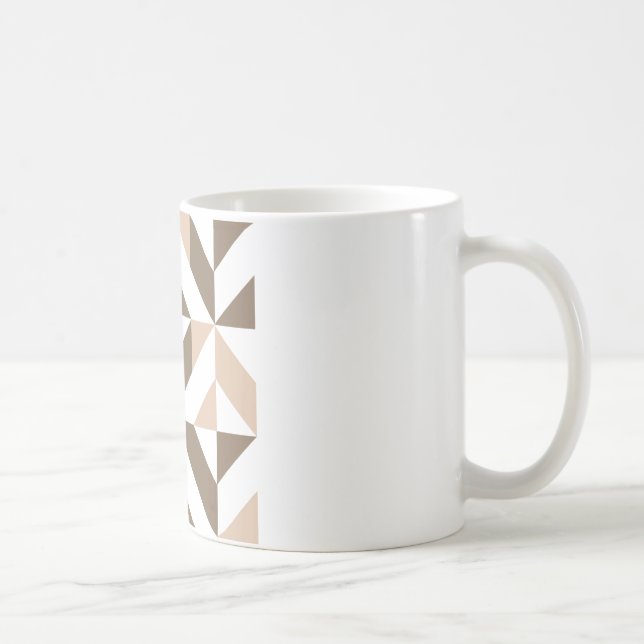 Brown Beige Geometric Cube Pattern Kaffeetasse (Rechts)