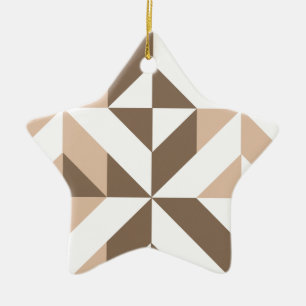 Brown Beige Geometric Cube Pattern Keramikornament