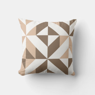 Brown Beige Geometric Cube Pattern Kissen