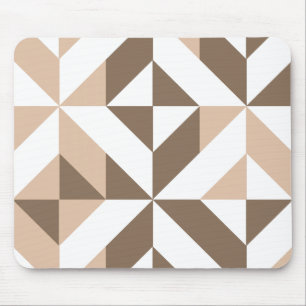 Brown Beige Geometric Cube Pattern Mousepad