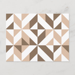 Brown Beige Geometric Cube Pattern Postkarte