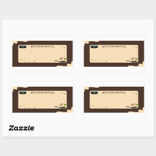 Brown Beige Kitchen Notes Cartoon Zeichnungen Rechteckiger Aufkleber