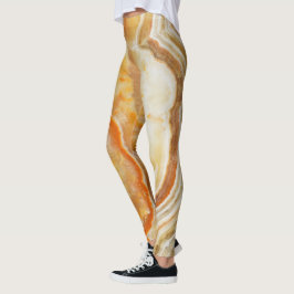 Brown & Beige Marmordrucke Leggings
