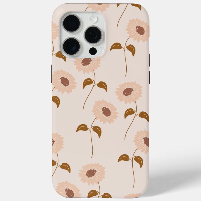Brown Beige Retro Y2K Hippie Sonnenblumenmuster Case-Mate iPhone Hülle (Rückseite)