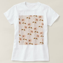Brown Beige Retro Y2K Hippie Sonnenblumenmuster T-Shirt