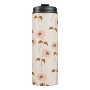Brown Beige Retro Y2K Hippie Sonnenblumenmuster Thermosbecher