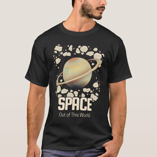Brown Beige Saturn Planet T-Shirt (Vorderseite)