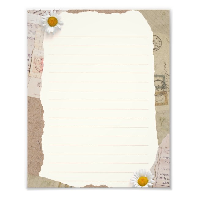 Brown Beige Vintages Scrapbook Lined Notes Fotodruck (Vorne)