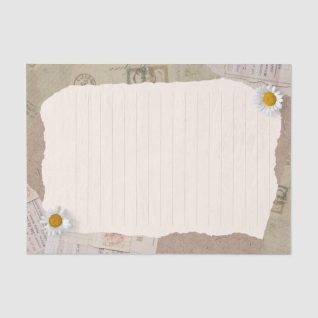 Brown Beige Vintages Scrapbook Lined Notes Seidenpapier (Vorderseite)
