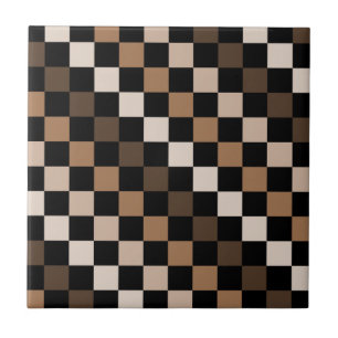 Brown Black Checkered Gingham Pattern Fliese