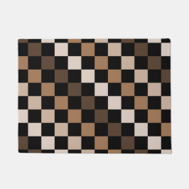 Brown Black Checkered Gingham Pattern Fußmatte