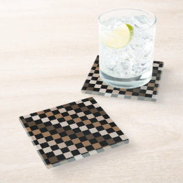 Brown Black Checkered Gingham Pattern Glasuntersetzer