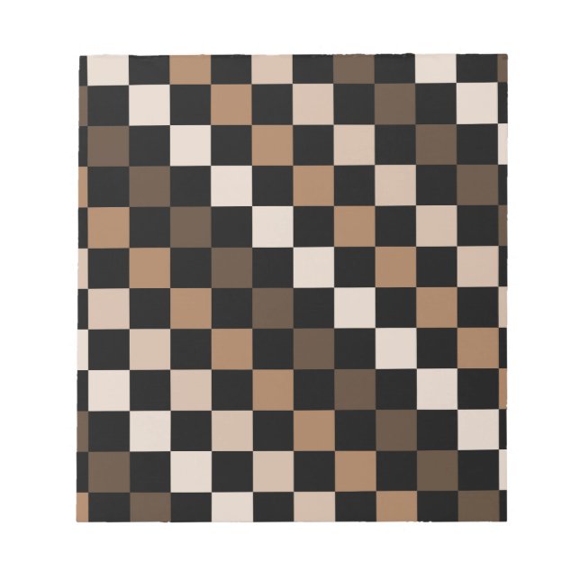 Brown Black Checkered Gingham Pattern Notizblock (Vorderseite)
