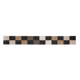 Brown Black Checkered Gingham Pattern Satinband