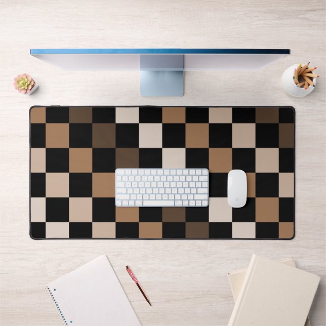 Brown Black Checkered Gingham Pattern Schreibtischunterlage (Büro 1)
