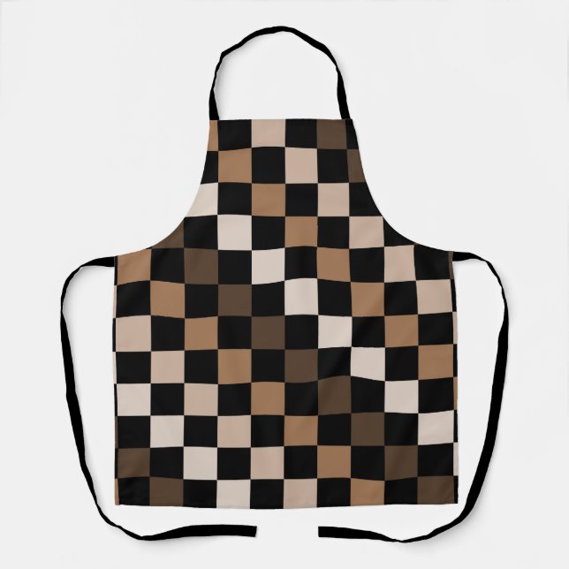 Brown Black Checkered Gingham Pattern Schürze (Vorderseite)