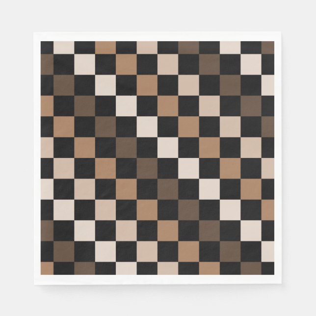 Brown Black Checkered Gingham Pattern Serviette (Vorderseite)