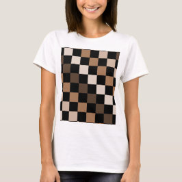 Brown Black Checkered Gingham Pattern T-Shirt
