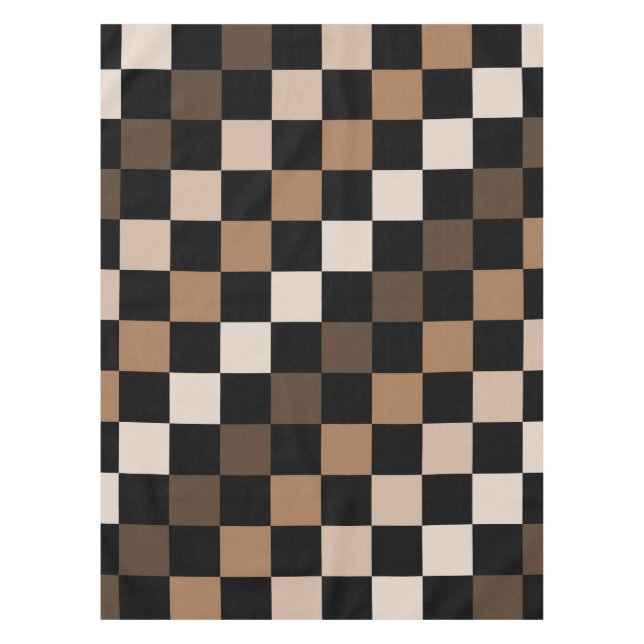 Brown Black Checkered Gingham Pattern Tischdecke (Vorderseite)