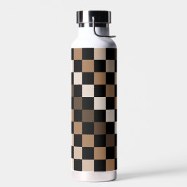 Brown Black Checkered Gingham Pattern Trinkflasche