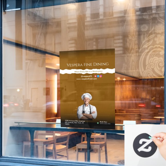 Brown Black Chef Restaurants and Food Lovers Fensteraufkleber (Café-Fenster)