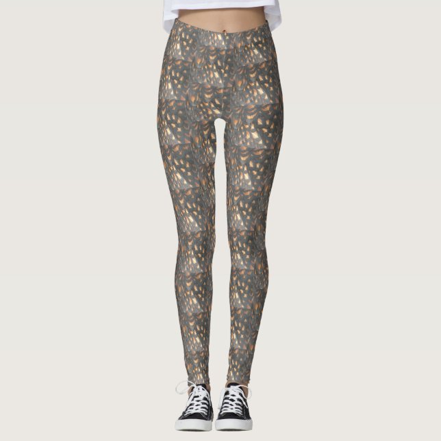 Brown Black Chicken Feathers Muster Legging Leggings (Vorderseite)