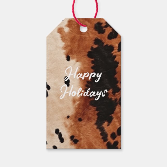 Brown Black Cream Cowhide Geschenkanhänger (Vorderseite)