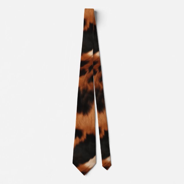 Brown Black Cream Cowhide Krawatte (Vorderseite)