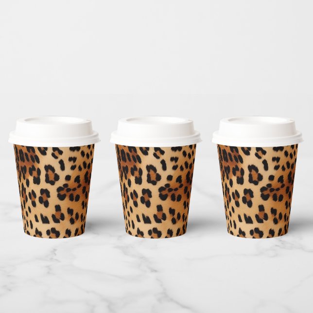 Brown Black Cream Leopard Print Pappbecher (Multi)