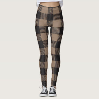 Brown Black Gingham Buffalo Kariertes Bauernhaus Leggings